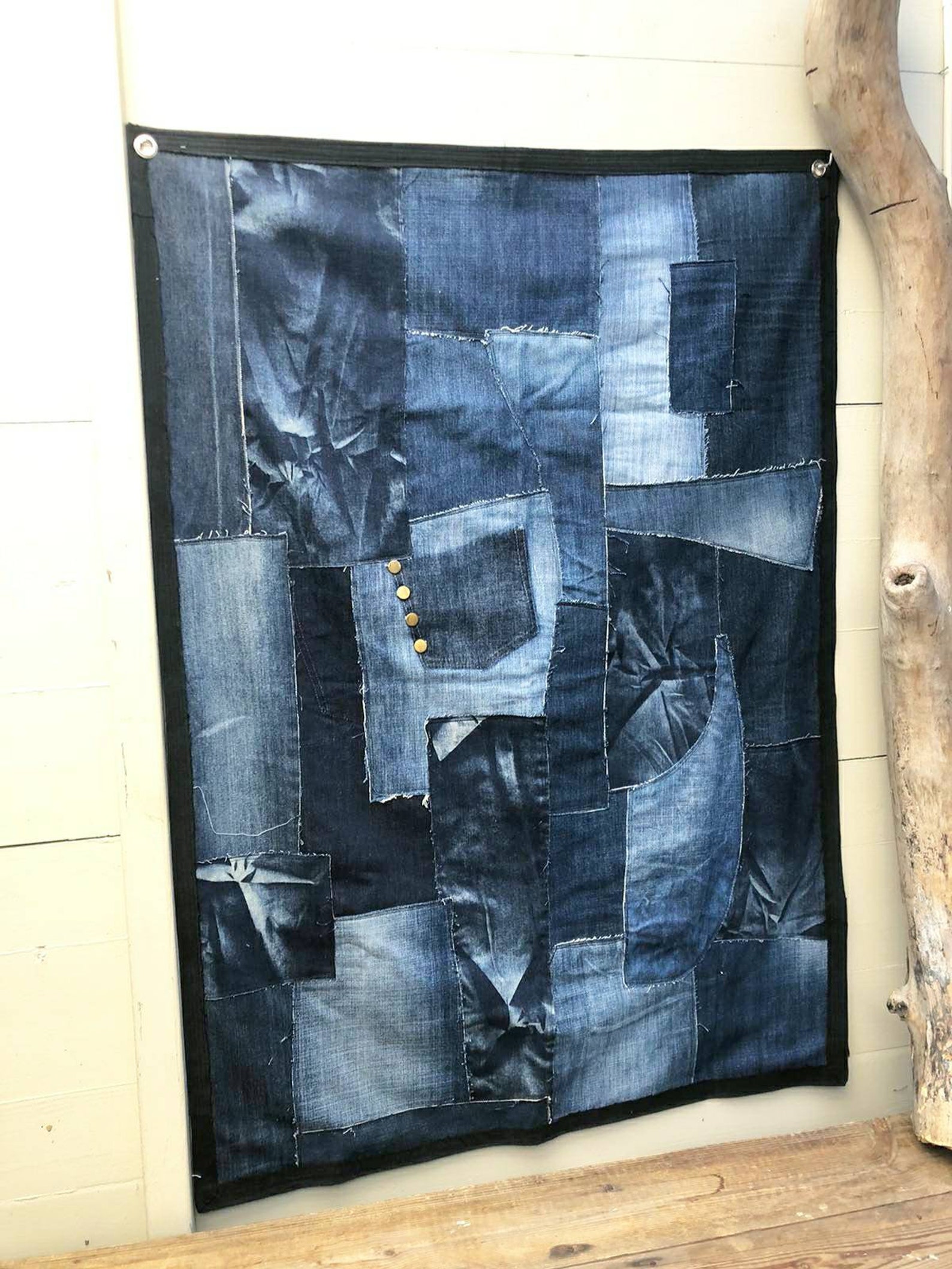 Shades of blue wall hanging jeans wall decor denim wall Etsy