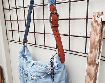 Sac à bandoulière en jean, sac hobo