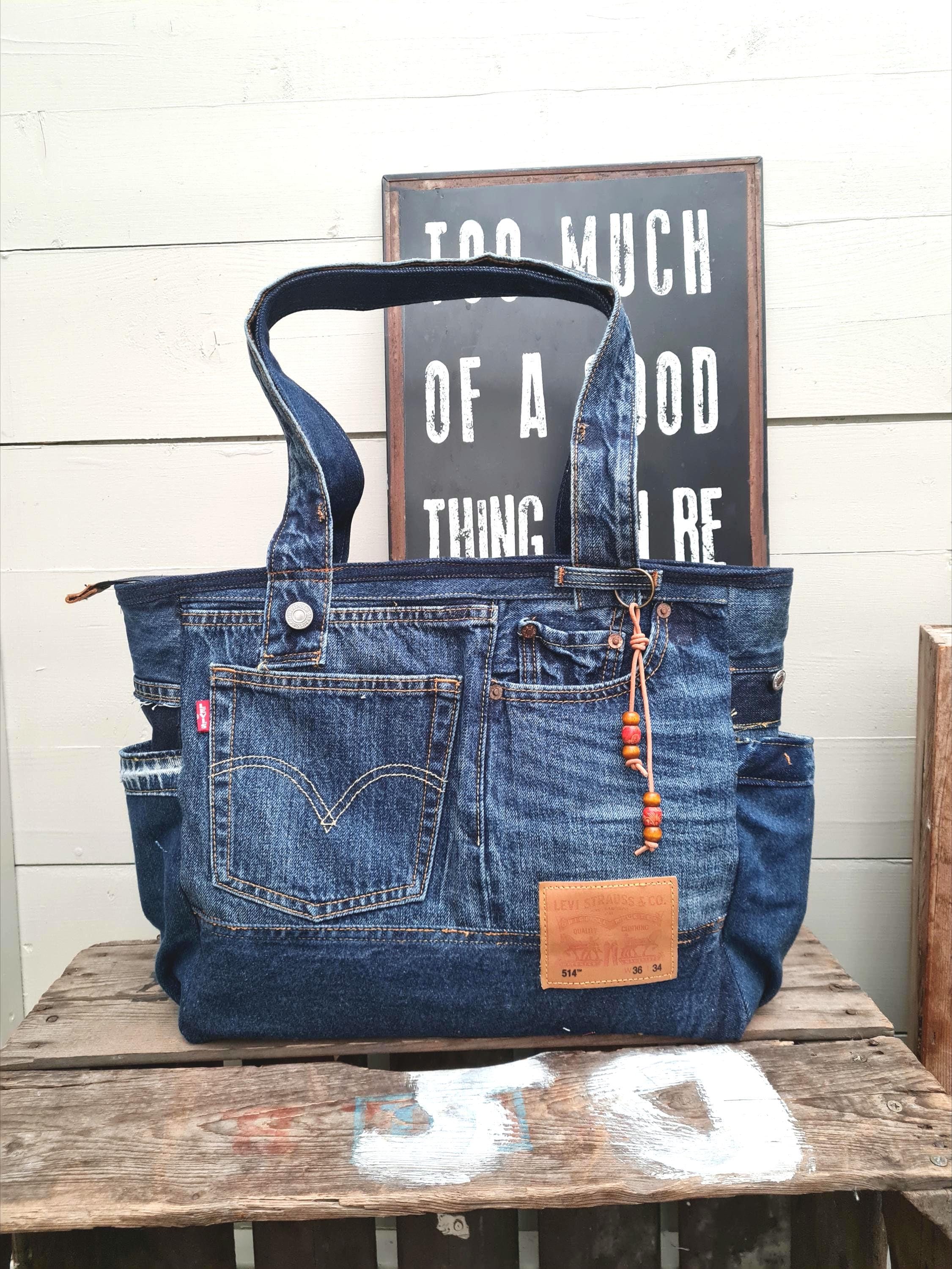 一点物/手縫い】LEVI'Sハンドメイド デニム パッチワーク トートバッグ