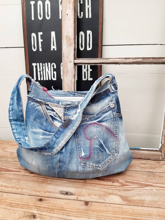 Replay Jeans Hobo Bag With Tassel Jeans Shoulder Bag Denim Bag No Waste Bag Hobo Bag Boho Bag Eco Bag Etsy