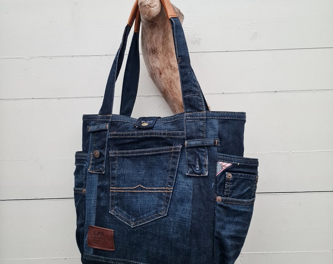 Blue RL Denim Bag Upcycled Denim Bag Denim Shopper Denim - Etsy