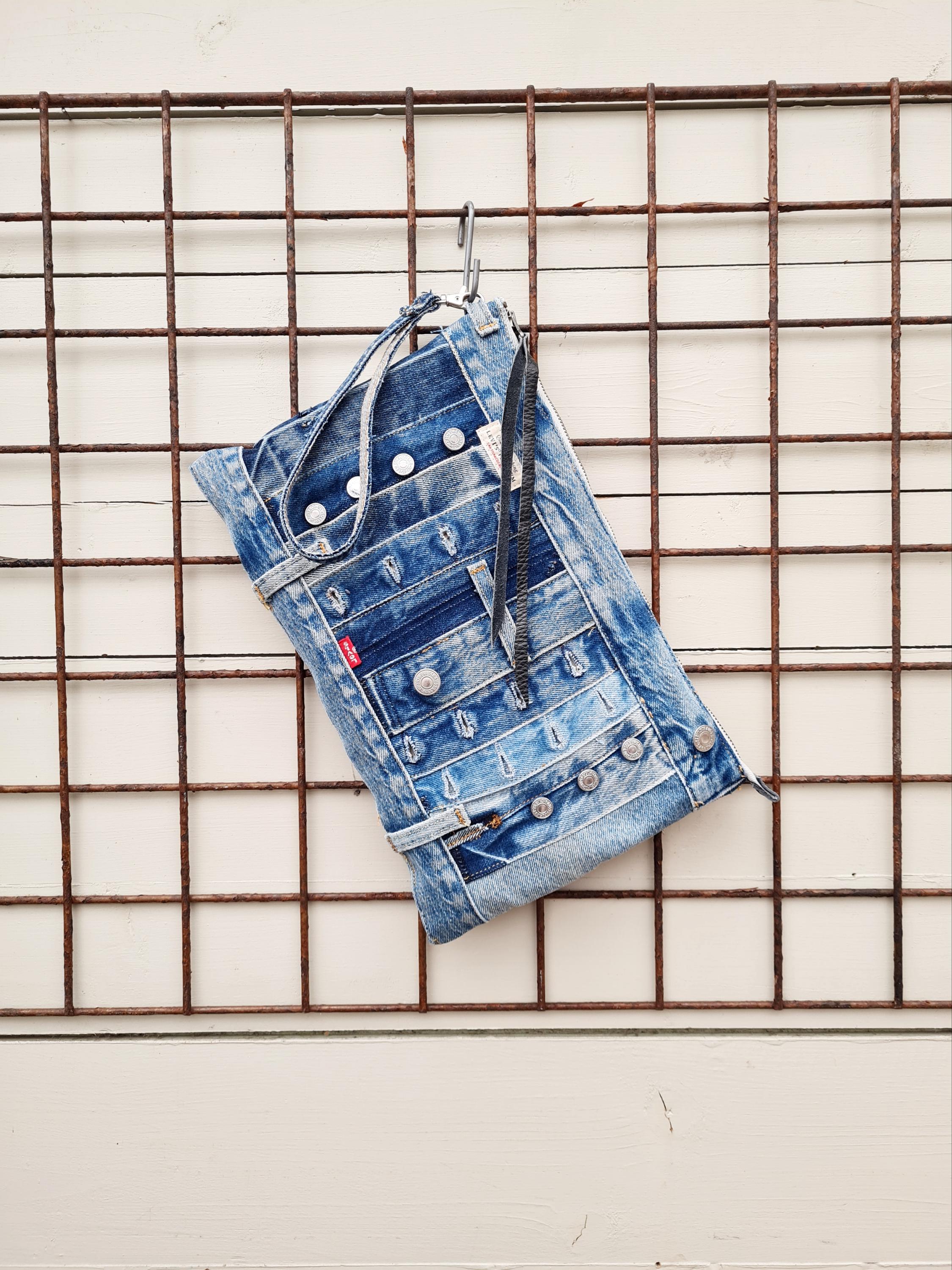 Denim clutch purse deals