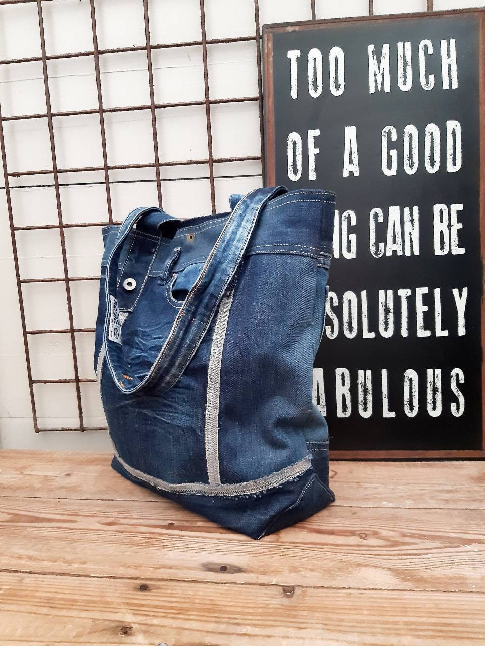 Diesel Relaxed Jeans shopper jeans tote bag big jeans bag | Etsy