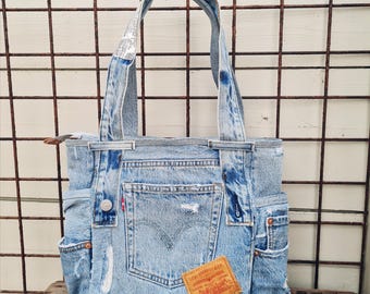 Upcycled Levis Denim Shoulder Bag, Handmade Jean Tote - Etsy