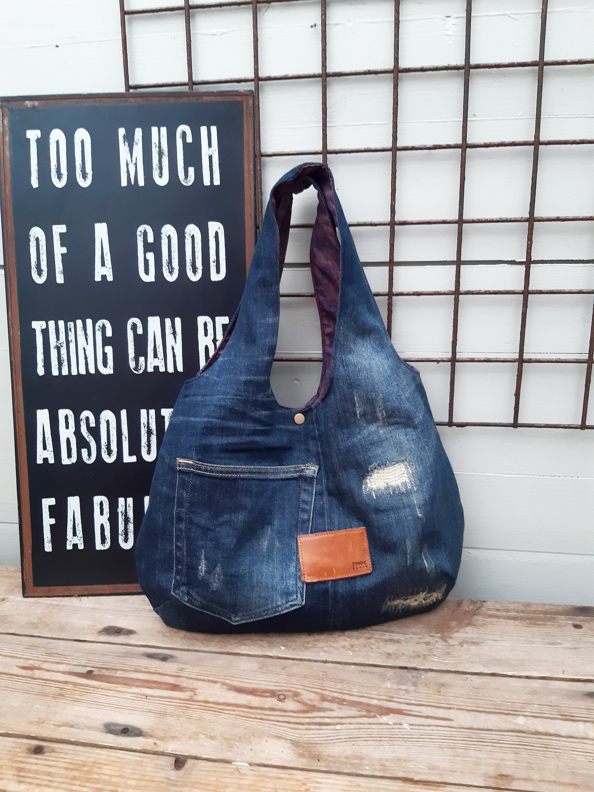 Hobo Jeans Bag Jeans Shoulder Bag Denim Bag No Waste Bag - Etsy Sweden