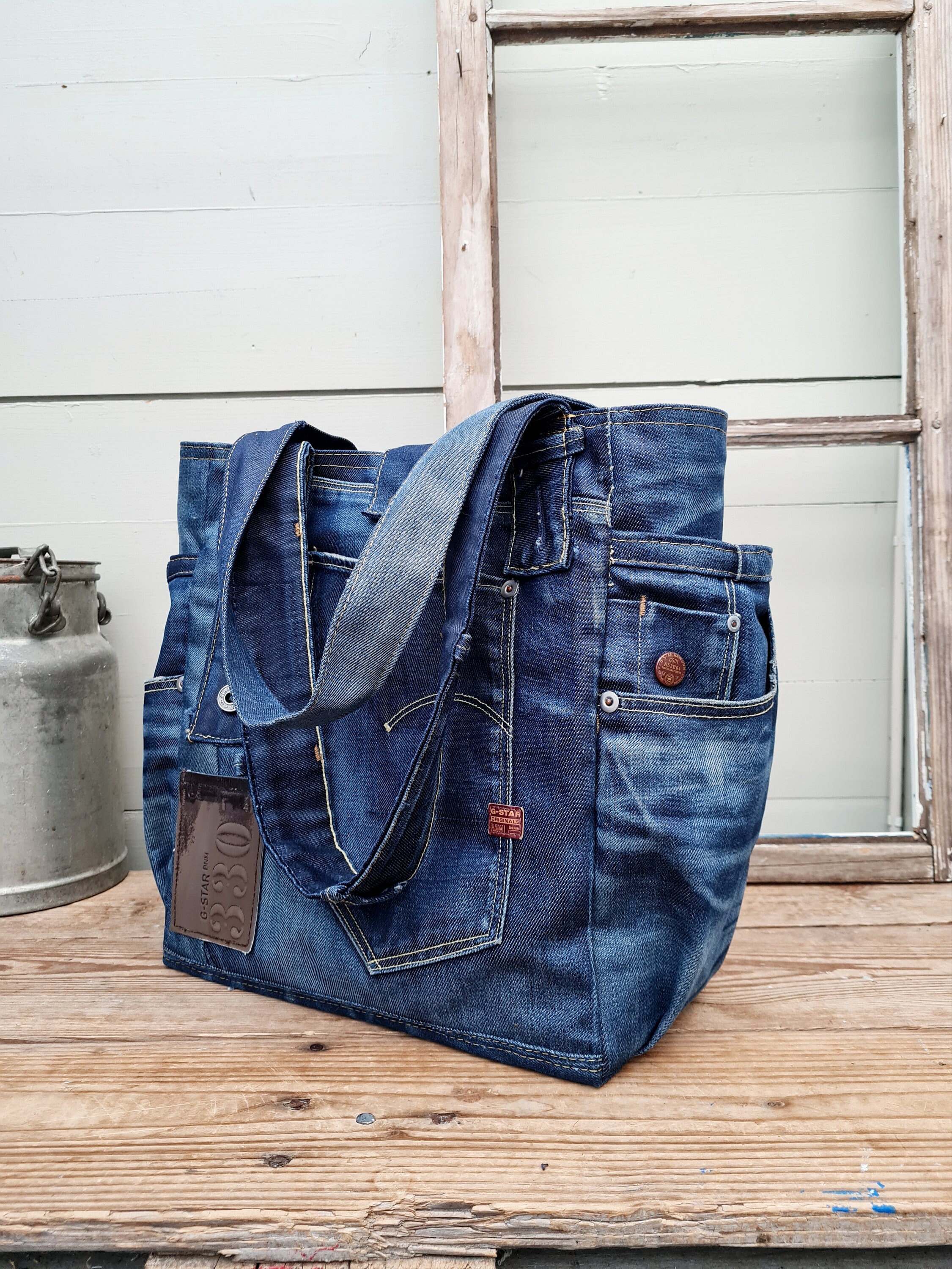 Jeans Handbag Denim Shopper Upcycled Denim Bag Denim Purse
