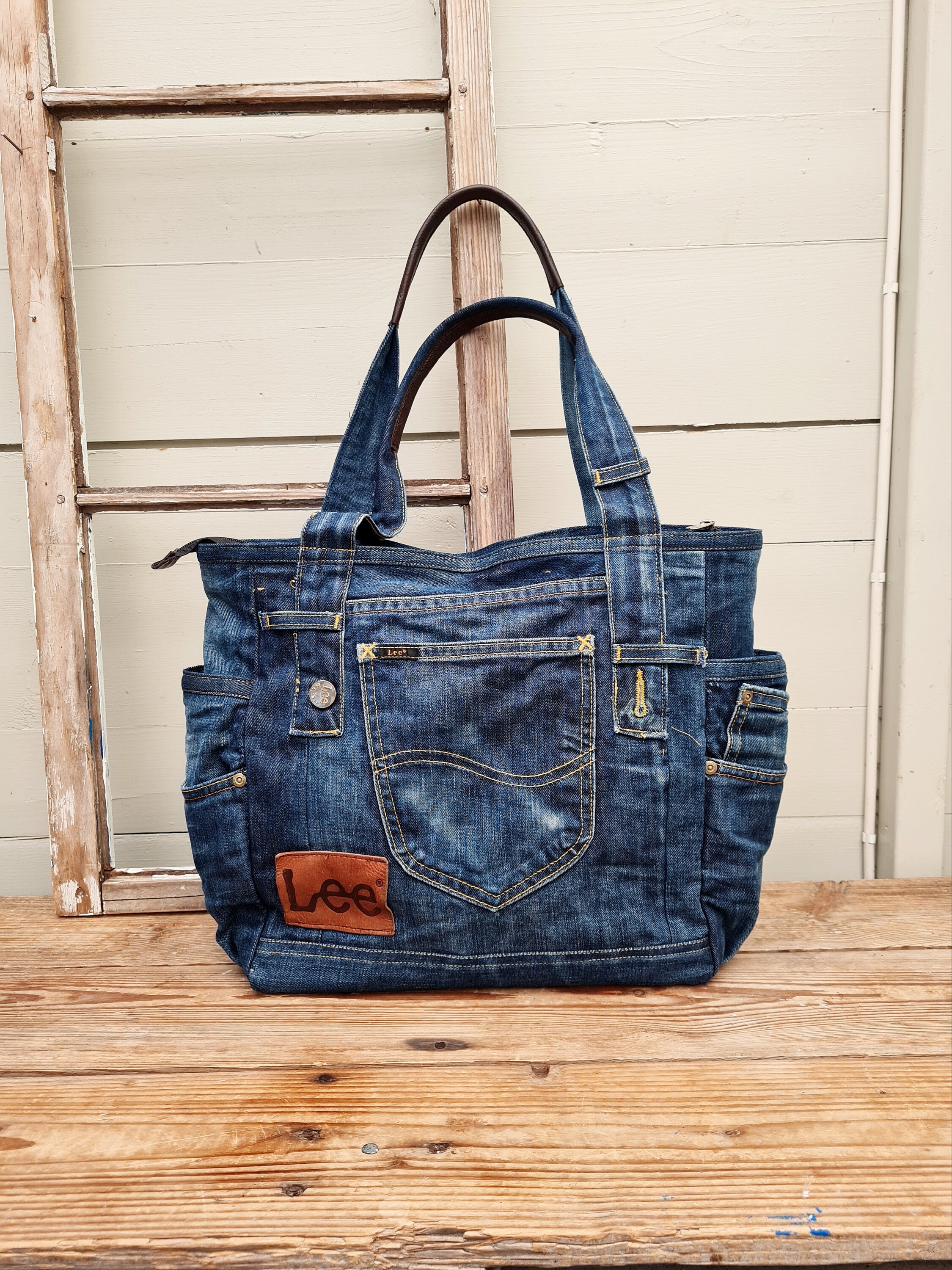 Lee Denim Bag, Upcycled Denim Bag, Denim Shopper, Denim