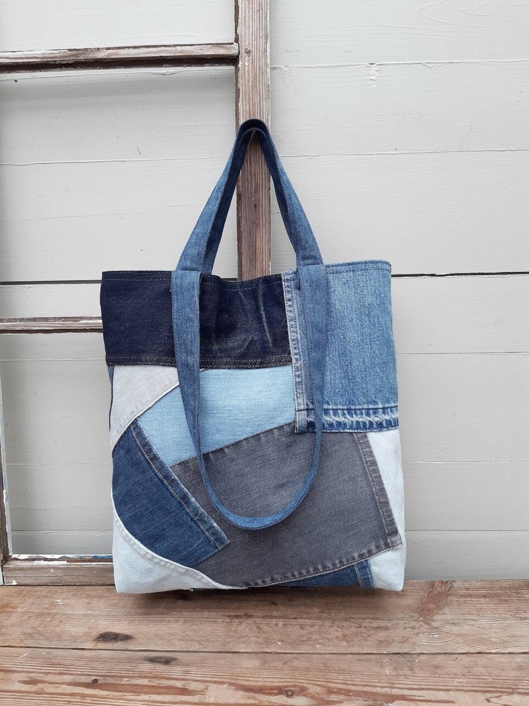 Patchwork Bag Upcycled Denim Jeans Bag - Etsy