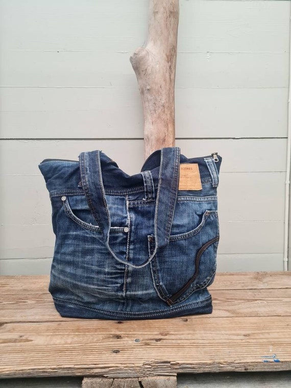 Dark Blue Jeans Shoulder Bag With 