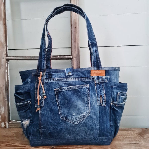 Sac à bandoulière en denim, fourre-tout en denim recyclé,