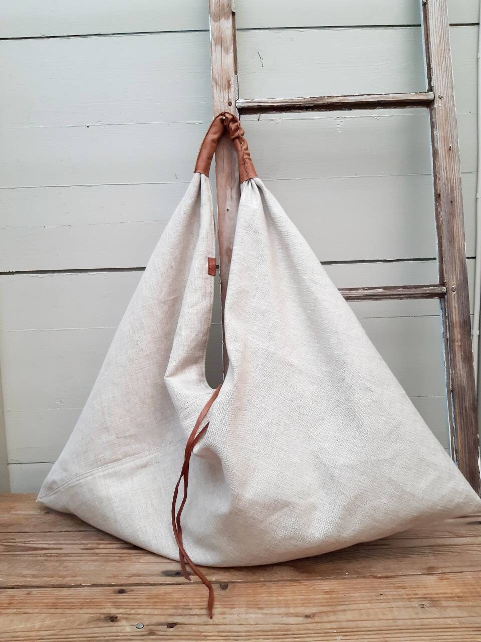 Linen Market Bag Japanese Market Bag Origami Bag No Waste Etsy
