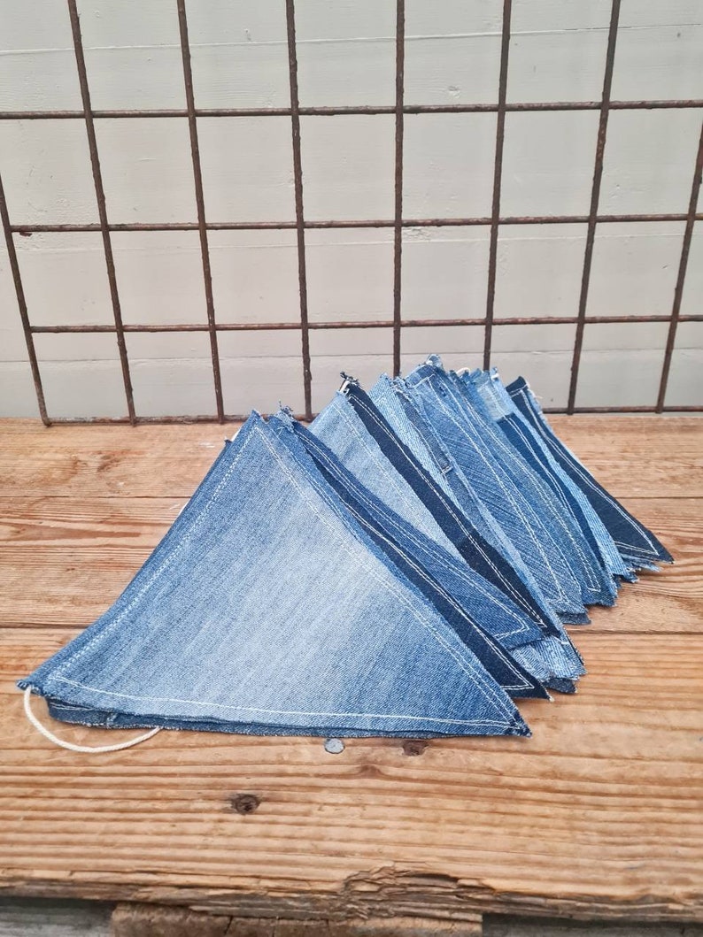 Denim Flaggengirlande, rustikale Wohnkultur, Urlaub Dekor, Kinderzimmer Dekor Bild 8