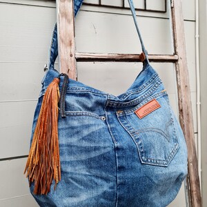 Upcycled Hobo Market Bag with flower