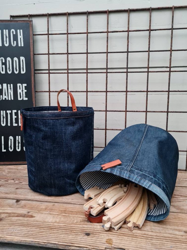 Jeans Storage Bin Small Hanging Denim Storage Basket Fabric Etsy