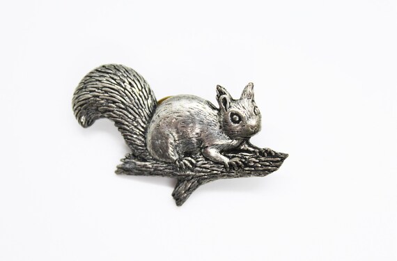 A R Brown Signed Pewter Squirrel Pin – Vintage Me… - image 1