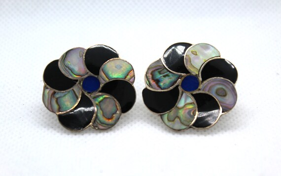 Taxco Signed 925 Sterling Silver Jet & Abalone Sh… - image 3