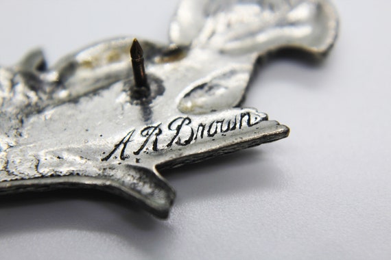 A R Brown Signed Pewter Squirrel Pin – Vintage Me… - image 3