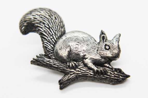 A R Brown Signed Pewter Squirrel Pin – Vintage Me… - image 2