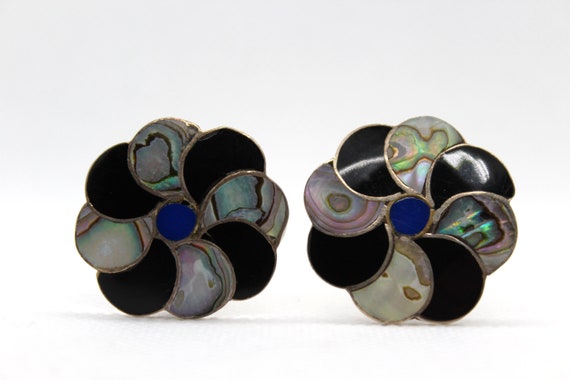 Taxco Signed 925 Sterling Silver Jet & Abalone Sh… - image 4