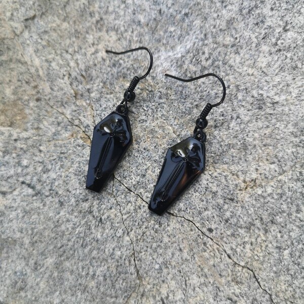 Boucles D'oreilles Anciennes Clips émaillées Noir, Blanc Et Vert - Occasion En Très Bon état