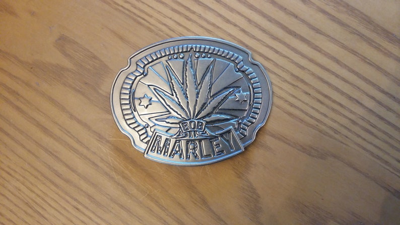 Bob Marley marijuana leaf belt buckle