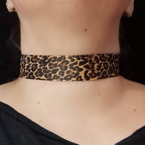 Leopard ribbon choker 1 inch