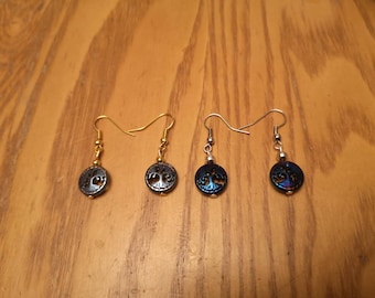 Tree of life blue rainbow hematite reversible earrings silver or gold