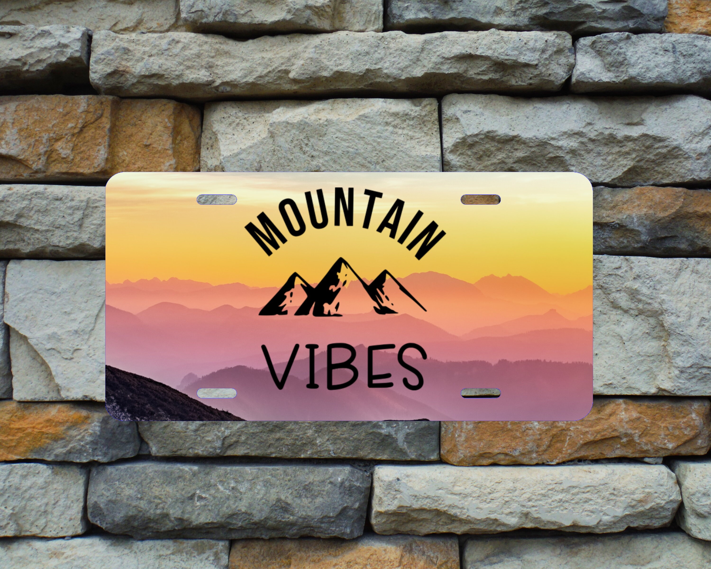 Mountain Vibes License Plate Aluminum License Plate Front Etsy