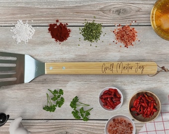 Personalized BBQ Spatula, Grilling Spatula, Best Flippin Dad, Gift for Dad, Stocking Stuffer, Bamboo Wood Spatula | Grill Master