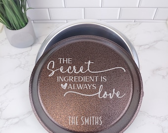 Personalized Baking Pie Pan, Aluminum Pan with Lid, Wedding Gift, Engraved Pan, Pie Pan, Cake Pan, Gift for Mom, Christmas Gift, Baking pan