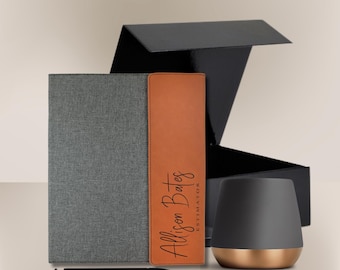 Engraved Portfolio & Pen with Copper-Base Mug - Personalized Executive Gift Set