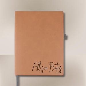 Personalized Vegan Leather Notebook: Engraved Name, Lined Pages