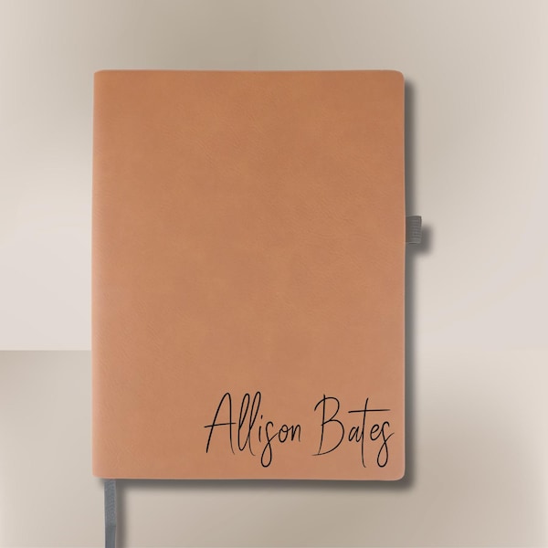 Personalized Vegan Leather Notebook: Engraved Name, Lined Pages