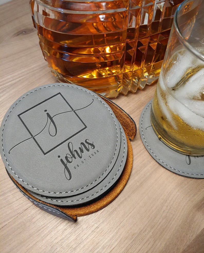 Leather Coaster Set Drink Coasters Housewarming Gift Etsy Denmark