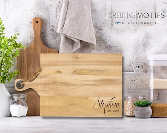 Custom Acacia Cutting Board with Oil, Engraved Charcuterie Board, Wedding or Couples Gift