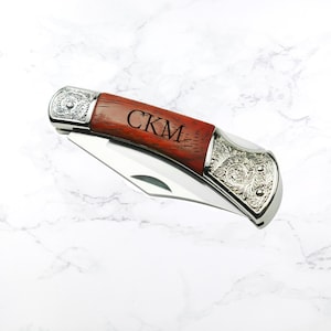 Personalized Engraved Pocket Knife, Custom Name Initials Folding Camping Knife, Hunter Hunting Knife, Groomsmen Gift, Father&#39;s Day Gifts