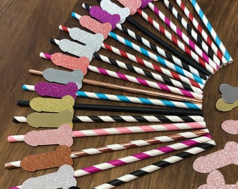 Glitter Willy Straws for hen parties and girls night