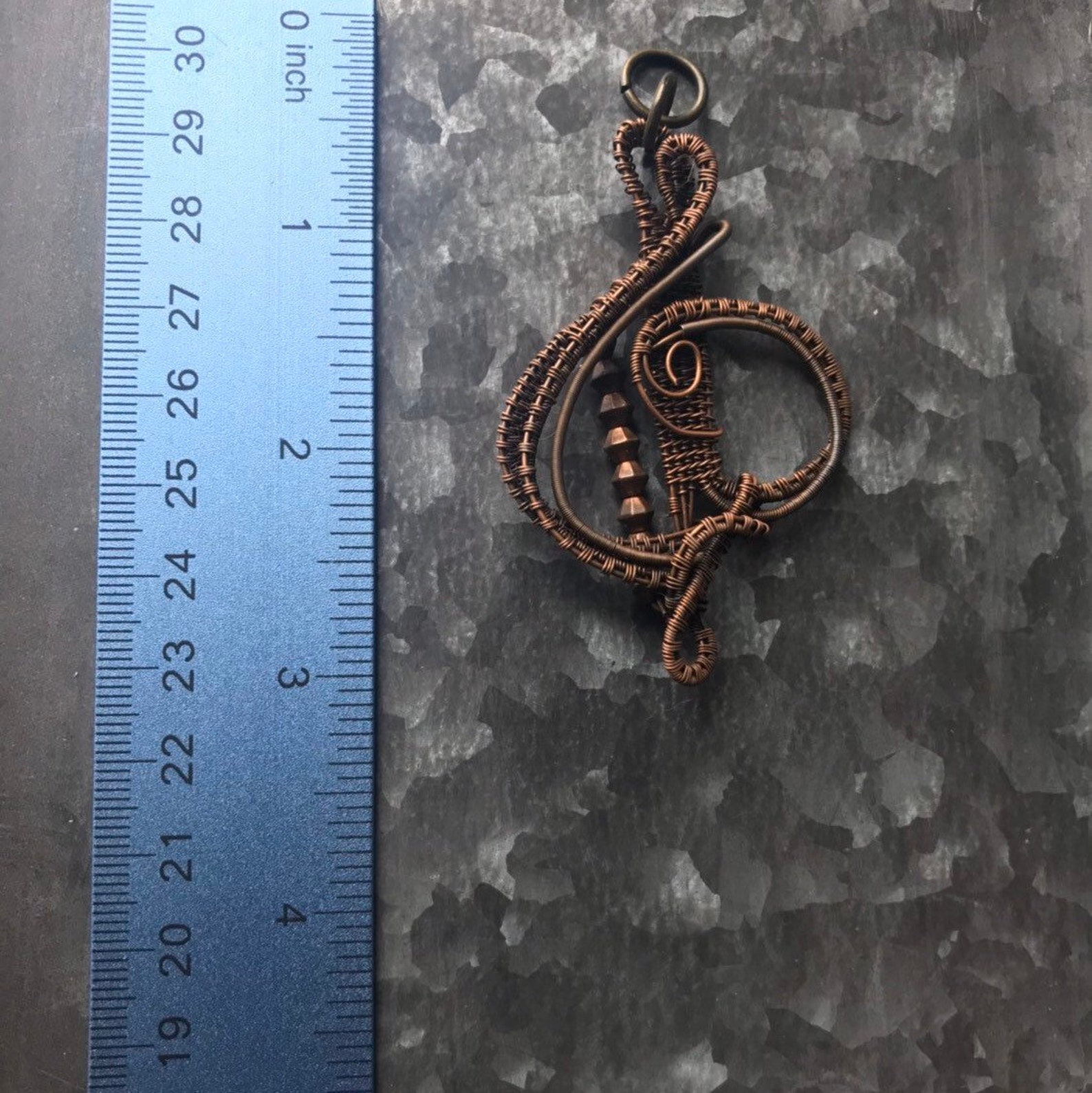 Wire wrapped treble clef music note pendant handmade Etsy
