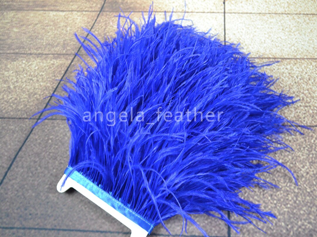 10 Yards/lot Royal Blue Ostrich Feather Fringe Trim With Satin Etsy