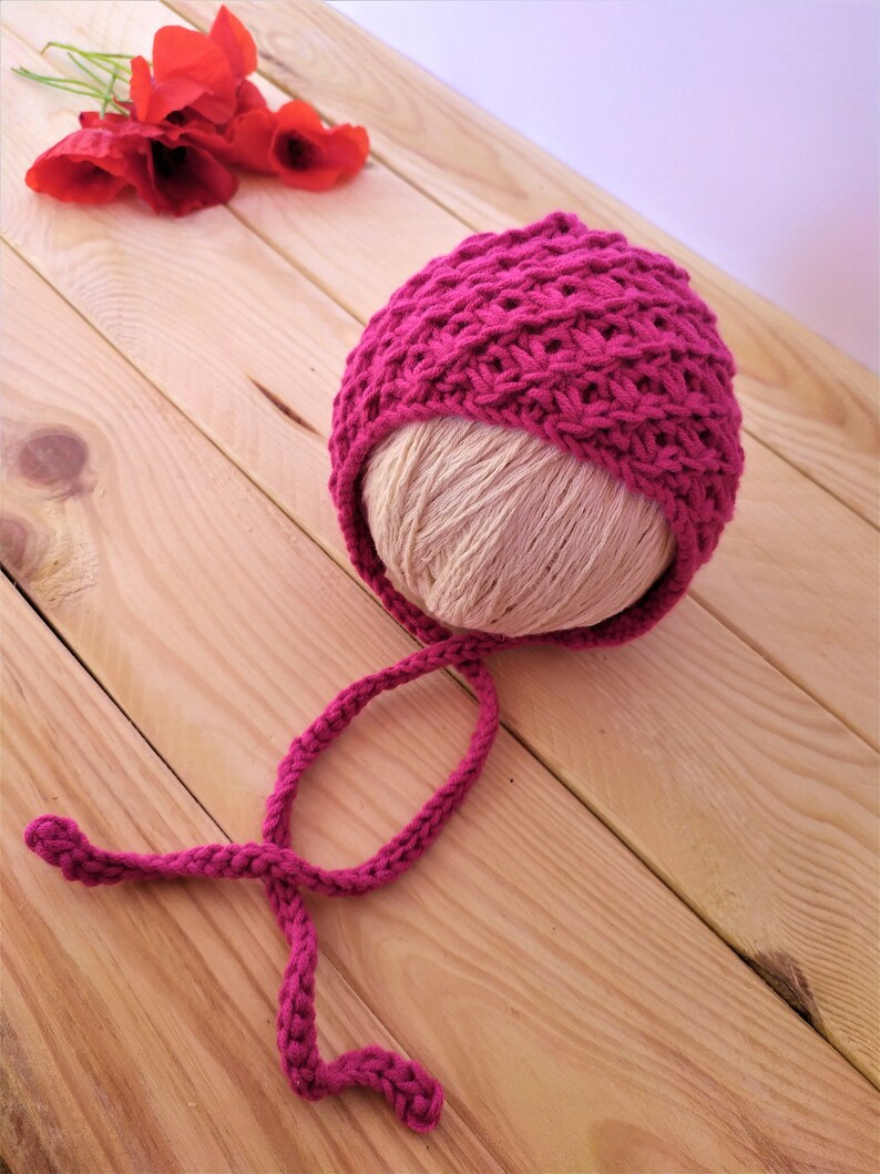 pink hat baby rustic pink bonnet pink baby reborn pink bonnet framboise girl bonnet pink photography props props for newborn session