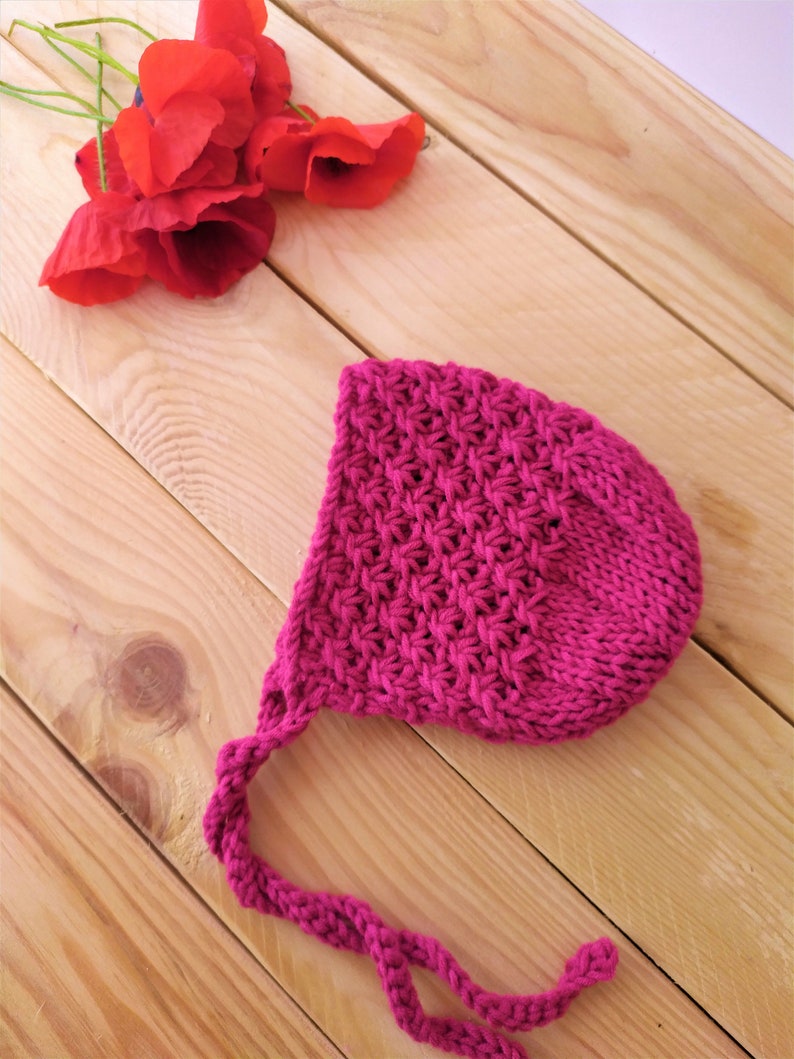 pink hat baby rustic pink bonnet pink baby reborn pink bonnet framboise girl bonnet pink photography props props for newborn session