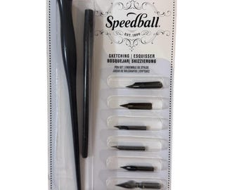 Speedball Pen Set: Calligraphy & Sketching Kit - 2 Holders, 6 Nibs