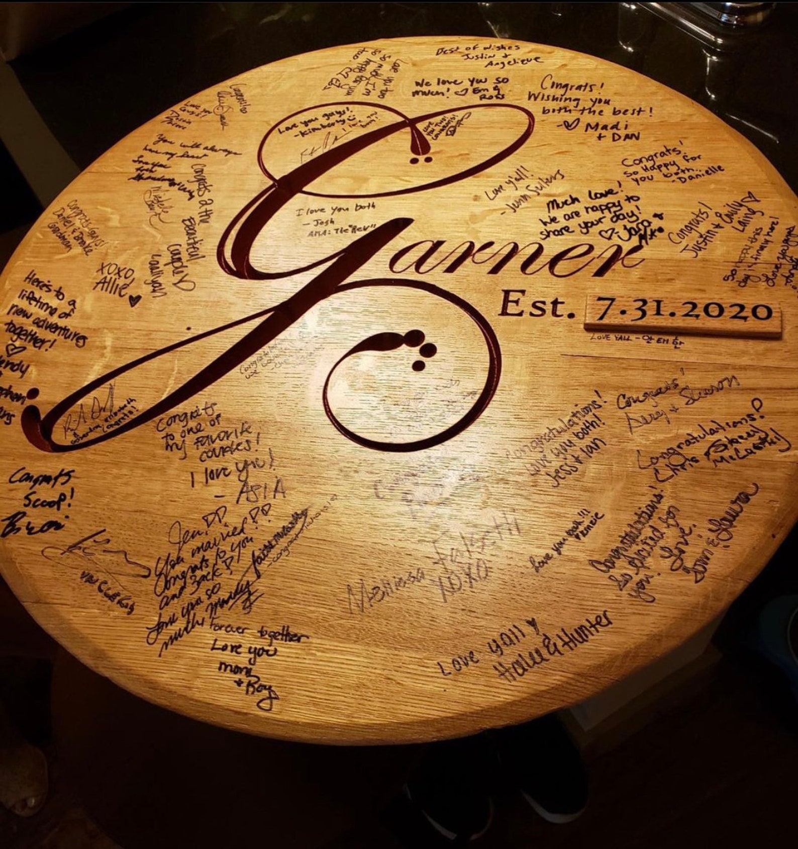 Custom Engraved Wine Barrel Lid Etsy