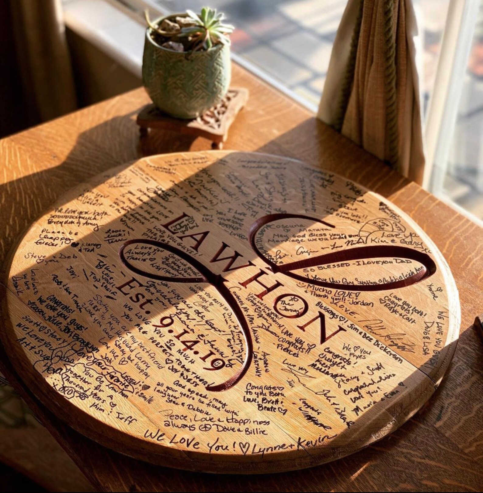 Custom Engraved Wine Barrel Lid Etsy