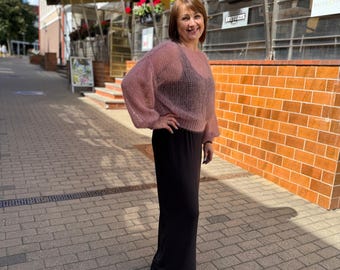 Jersey extragrande de mohair y seda tejido a mano