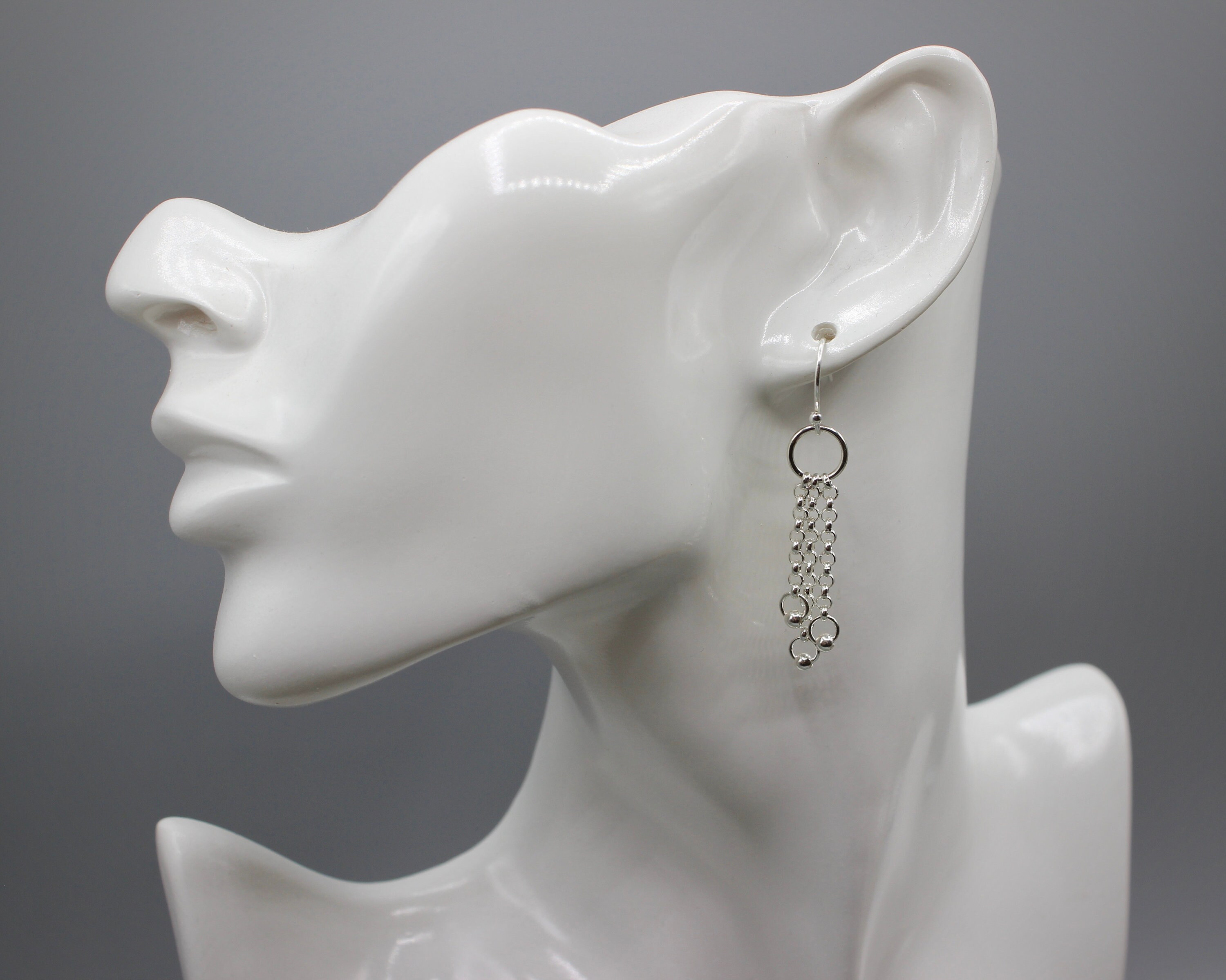 drop chain earrings silver