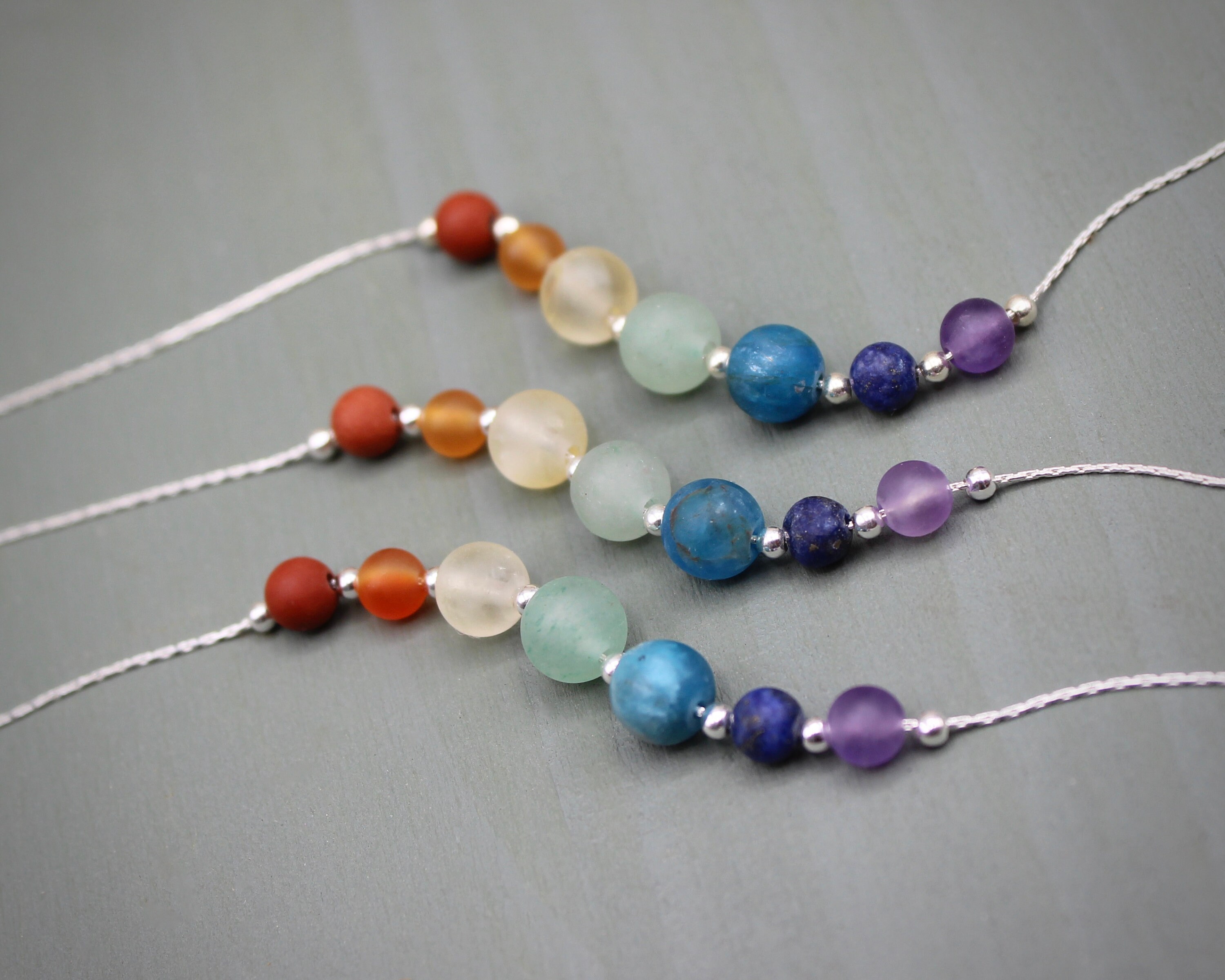 Rainbow Gemstone Necklace in Sterling Silver