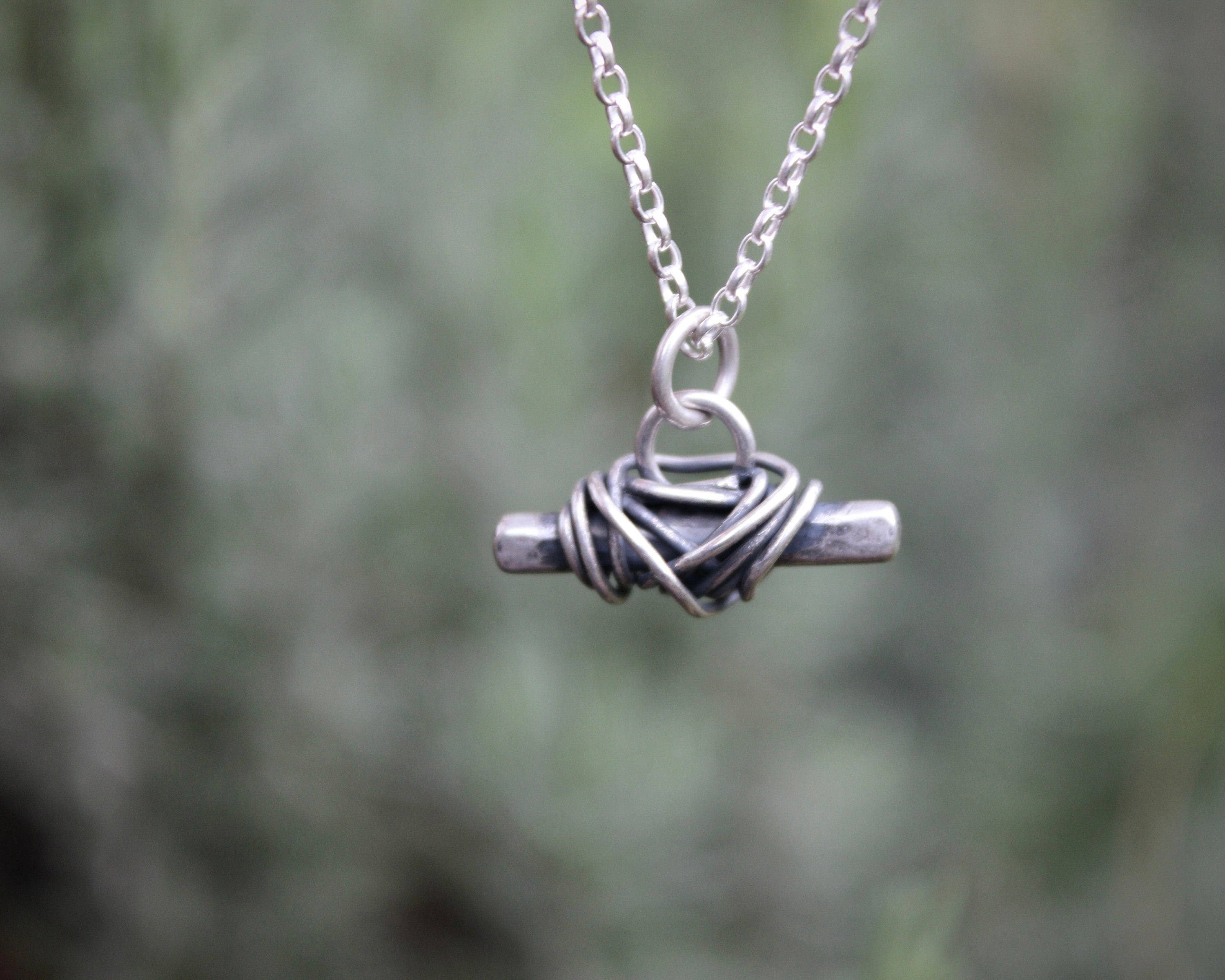 Solid silver t bar necklace best sale