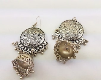 Boho style silver plated earrings