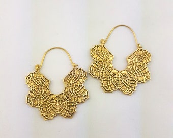 Boucle d Oreilles fine Creole en Laiton dans un esprit Chic et Boheme brass earring hoop